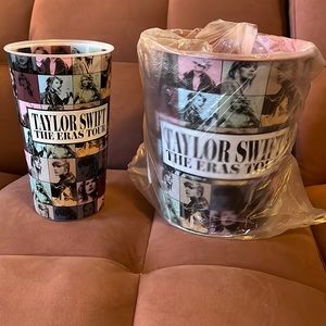 Taylor Swift Collectible Eras Tour Film AMC Pink Popcorn Tin Bucket & Large Cup